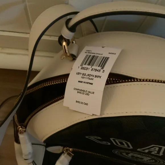 NWT Coach Jordyn Backpack Signature Canvas w/Varsity Motif Below